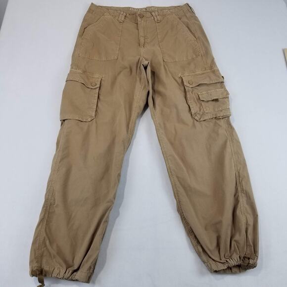 American Eagle Outfitters Pants - American Eagle Outfitters Pants Womens 16 Beige Baggy Jogger Cargo Stretch Twill